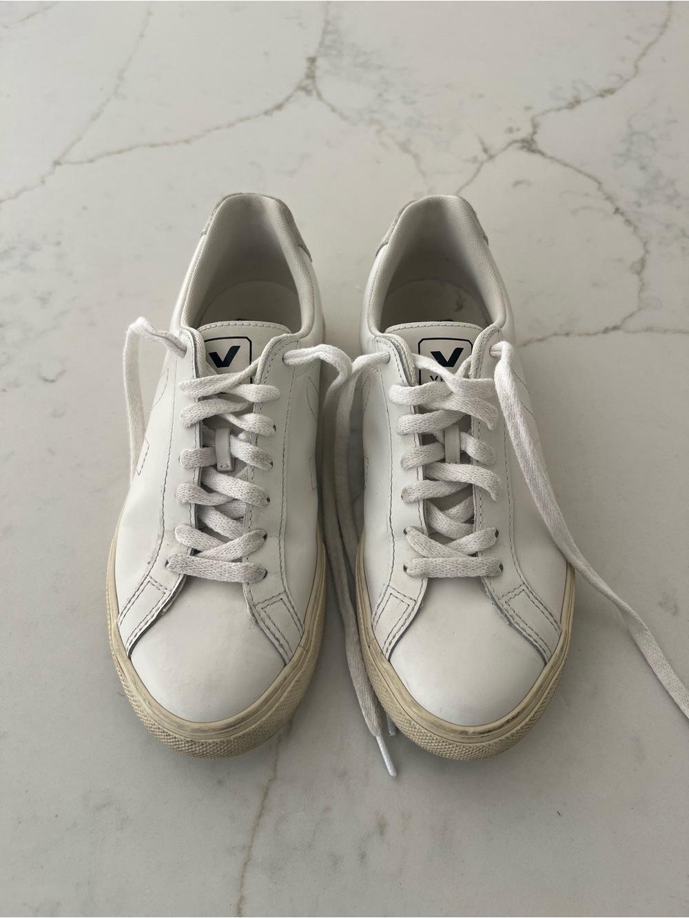 VEJA Esplar Leather Sneakers Womens 6 EU 37 Extra White Low Top Lace Up Brazil